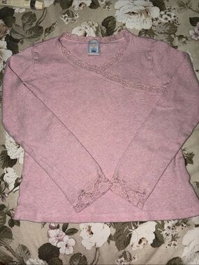 Old Navy Light Pink Lace-Trim Long Sleeve Thermal Top